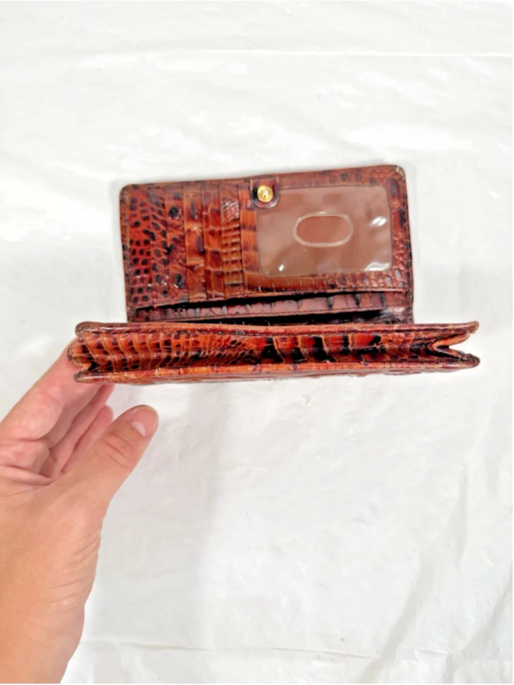 BRAHMIN DEBRA PECAN MELBOURNE LEATHER Croc Embossed WALLET